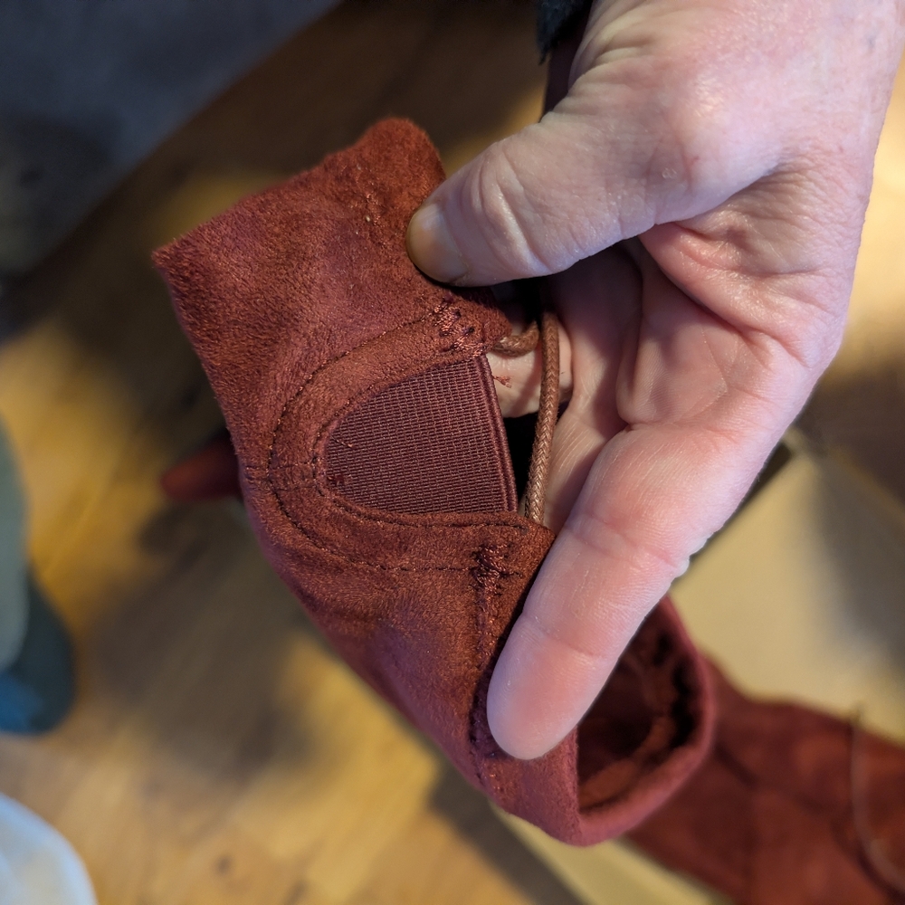 Elegant Burgundy Suede Sexy Gesele_8 Thigh High Boutique Boots - Picture 7 of 17